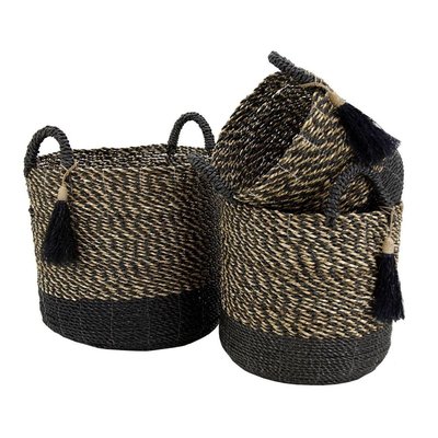 Cache-pots en raphia (Lot de 3) Noir AUBRY GASPARD