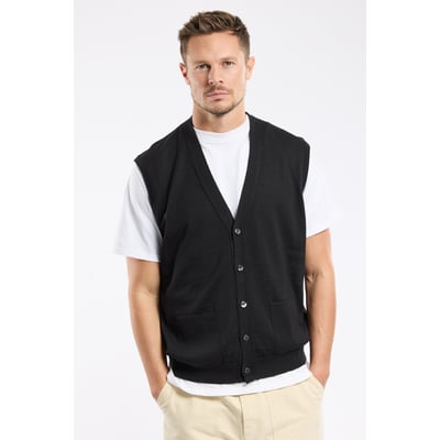 Cardigan sans manche en laine mérinos GUY DE BERAC