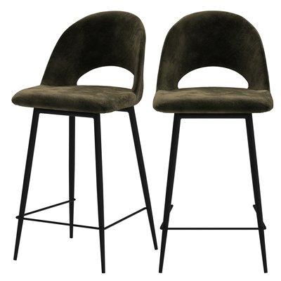 Lot de 2 chaises pour îlot central 65 cm en velours - PÉNÉLOPE RENDEZ-VOUS DÉCO
