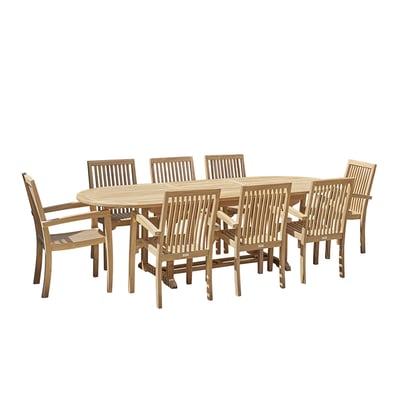 Salon de jardin en teck massif extensible 8/10 places  MIDLAND BERAH GETAH