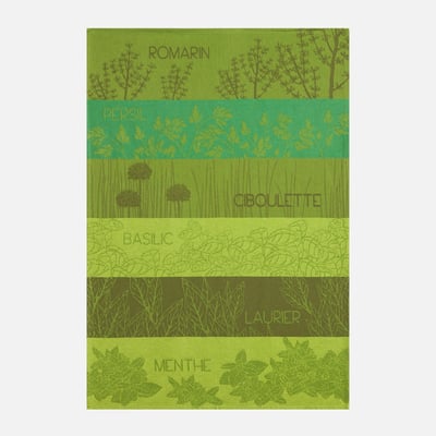 Torchon jacquard en coton HERBES AROMATIQUES COUCKE