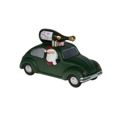Père Noël en voiture champagne 12 cm en résine  e AMADEUS