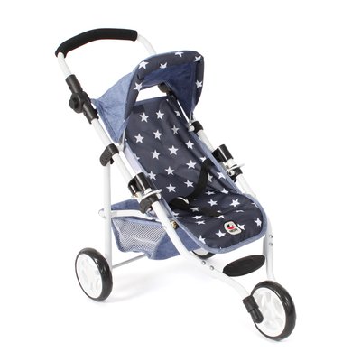 Petite poussette de jogging LOLA pour poupées Bleu marine avec étoiles BAYER CHIC 2000