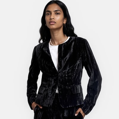 Veste courte, col rond, en velours frappé LA REDOUTE COLLECTIONS
