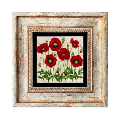Tableau décoratif en bois et métal 20 x 20 cm Fleur rouge HANAH HOME