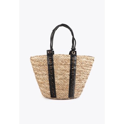 Panier tressé avec poignée logo découpé LOLA CASADEMUNT