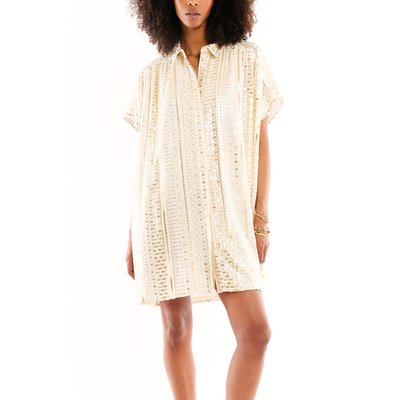 Robe viscose courte avec broderies de perles RIHANNA WILD