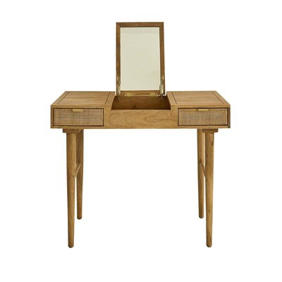 Bureau en bois de manguier et cannage 90 cm  FELICIE BERAH GETAH