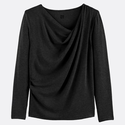 Viscose blend long sleeve draped t-shirt LA REDOUTE COLLECTIONS
