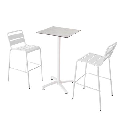 Ensemble table inclinable en hpl avec chaises hautes en métal, OPERA OVIALA