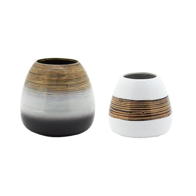 Vases en bambou naturel et blanc AUBRY GASPARD