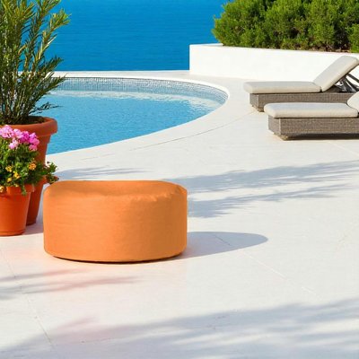 Pouf extérieur imperméable orange - forme ronde ARTA PIER IMPORT