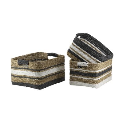 Corbeilles en jonc et raphia naturelles et teintées (Lot de 3) AUBRY GASPARD