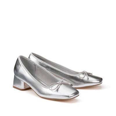 Балетки на каблуке с металлическим отливом LA REDOUTE COLLECTIONS