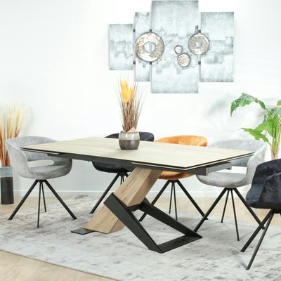 Table en céramique extensible effet bois pied oblique 180-280 LOMBARDIE PIER IMPORT