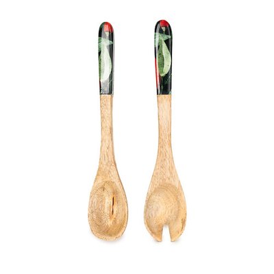 Set of 2 'Chillies' Serving Spoon & Fork in Mango Wood SO'HOME