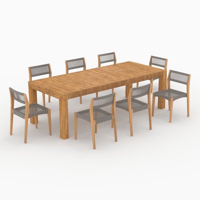 Table et chaises de jardin 8 personnes en bois - ZIA RENDEZ-VOUS DÉCO