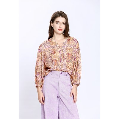 Camicia scollo a V, stampata SEE U SOON
