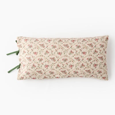 Coussin imprimé fleurs avec nouettes, 35x70cm, coton MONOPRIX