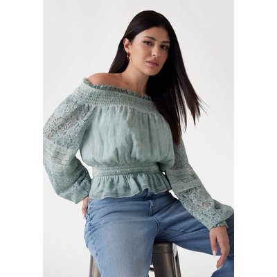 Top Encolure Bardot Soie Mélangée GUESS