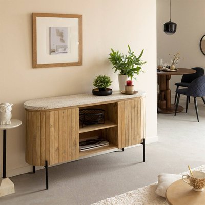 Meuble sous vasque en bois de manguier et terrazzo  LOU MADE IN MEUBLES 