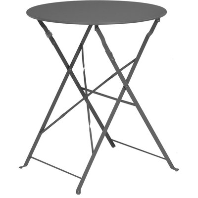Table jardin ronde pliable métal gris bistrot 60x60x70cm WADIGA