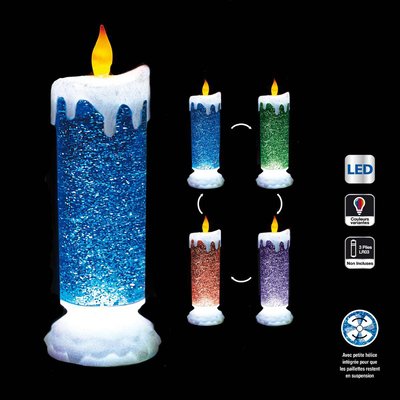 Bougie LED chandelle + paillette ATMOSPHERA
