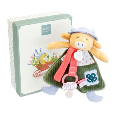 Doudou attache-sucette Vache Aneth 19 cm DOUDOU ET COMPAGNIE