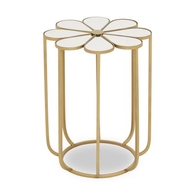 Petal Design Side Table with Marble Top and Gold Frame SO'HOME