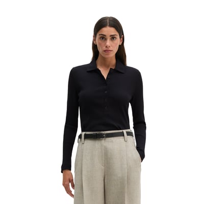 Polo côtelé à manches longues slim en jersey stretch coton modal bio MARC O'POLO