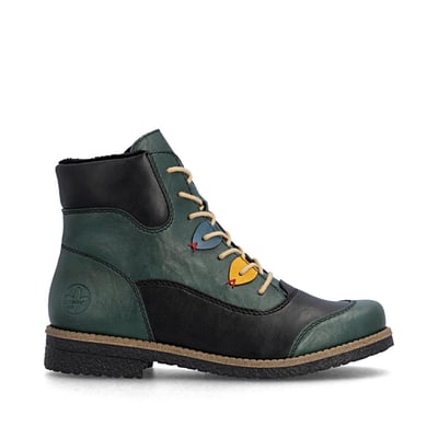 Bottines à talon décroché bas avec un zip et des lacets ronds RIEKER