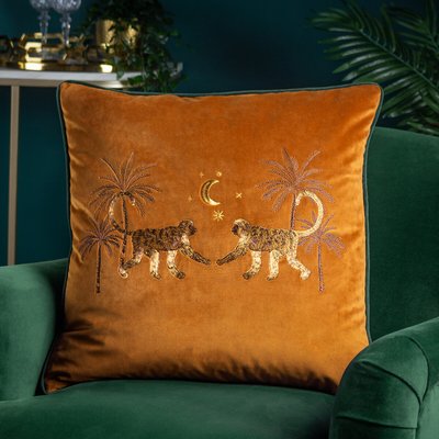 Dusk Leopard Embroidered Cushion WYLDER
