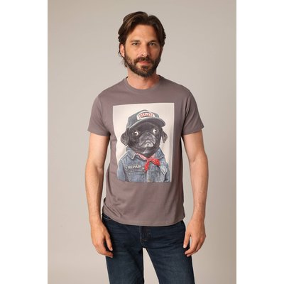 T-shirt en 100% coton avec imprimé original "chien en veste de mécano" PEPERE DEELUXE