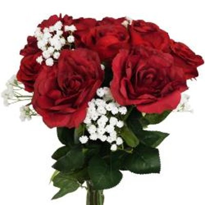 Bouquet artificiel création fleuriste rouge amour x15 roses H 75 cm ARTIFICIELLES