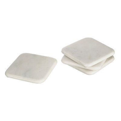 Set of 4 Square White Marble Coasters SO'HOME