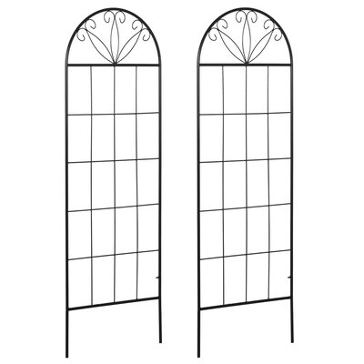 Lot de 2 treillis de jardin - dim. 51L x 152H cm - métal époxy noir OUTSUNNY