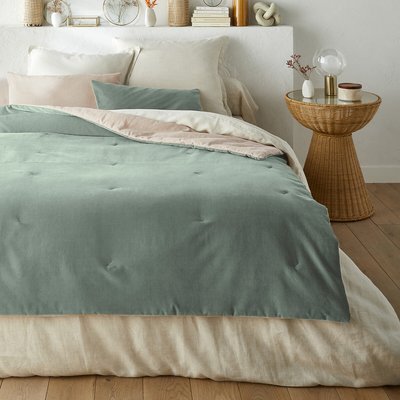Gesteppte Tagesdecke Velvet, Baumwollsamt/Leinen-Mix uni LA REDOUTE INTERIEURS