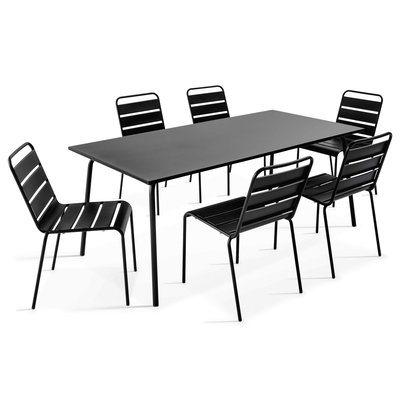 Salon de jardin table et 6 chaises en métal, PALAVAS OVIALA