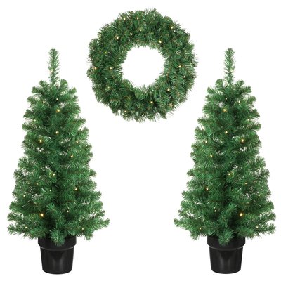 Lot de 2 sapins de Noël artificiel et 1 couronne NORTON BLACK BOX TREES