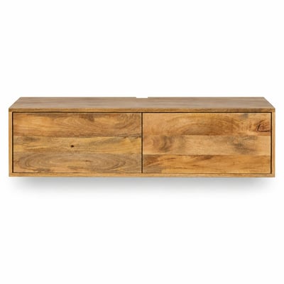 Meuble TV suspendu 2 portes bois de manguier naturel ALMA PIER IMPORT