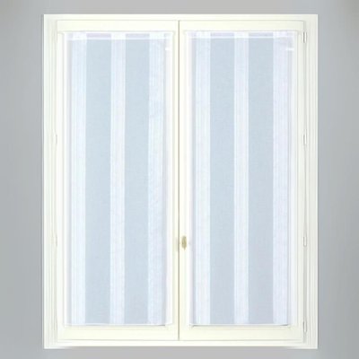 Paire de Petits Voilages en Etamine Fines Rayures HOME MAISON