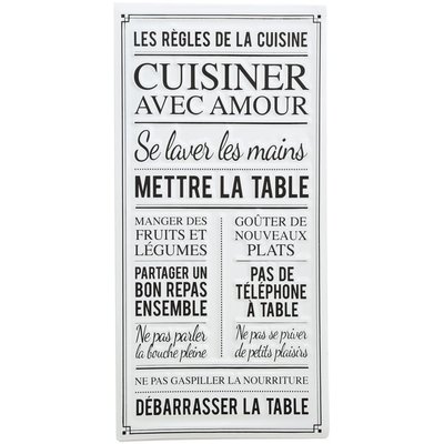 Plaque décorative en métal Les règles de la cuisine 30x60 cm JARDINDECO