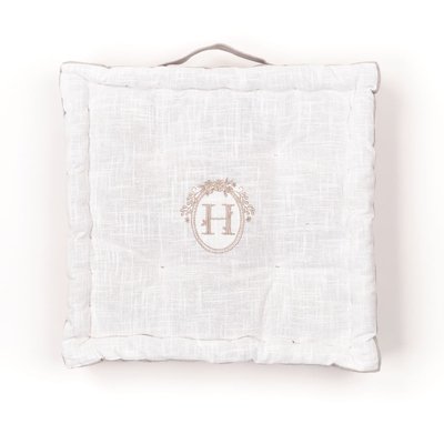 Coussin de sol avec broderies coton uni CHARME FACTORY