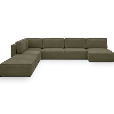 Canapé d'angle gauche convertible 8+2 places en velours côtelé - HARPER MOD HOMIFAB