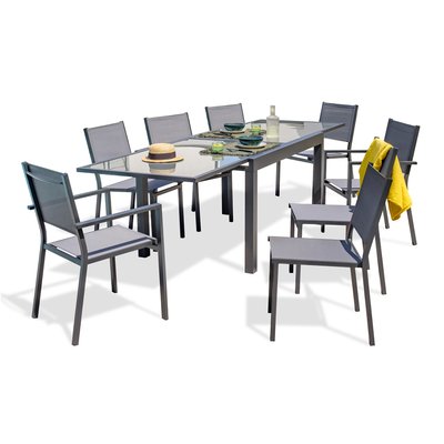 Ensemble repas en alu plateau verre TOLEDE DCB GARDEN