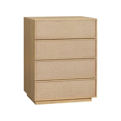Commode de rangement décor bois et tissu 4 tiroirs KUBA SWEEEK
