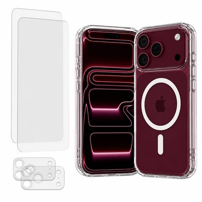 Coque Anti-choc Magnétique compatible Magsafe pour iPhone 18 Pro Transparente + 2 protections écran et 2 protections objectif caméra EVETANE