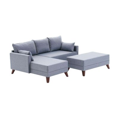 Canapé d'angle convertible en tissu bleu Bella Angle à gauche HANAH HOME