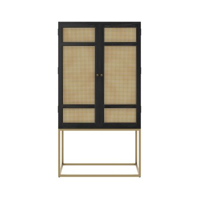 Armoire en bois et cannage 2 portes - SHELLONA RENDEZ-VOUS DÉCO