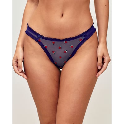 Tanga en tulle avec broderies pastèques MESHFRUITIZ UNDIZ